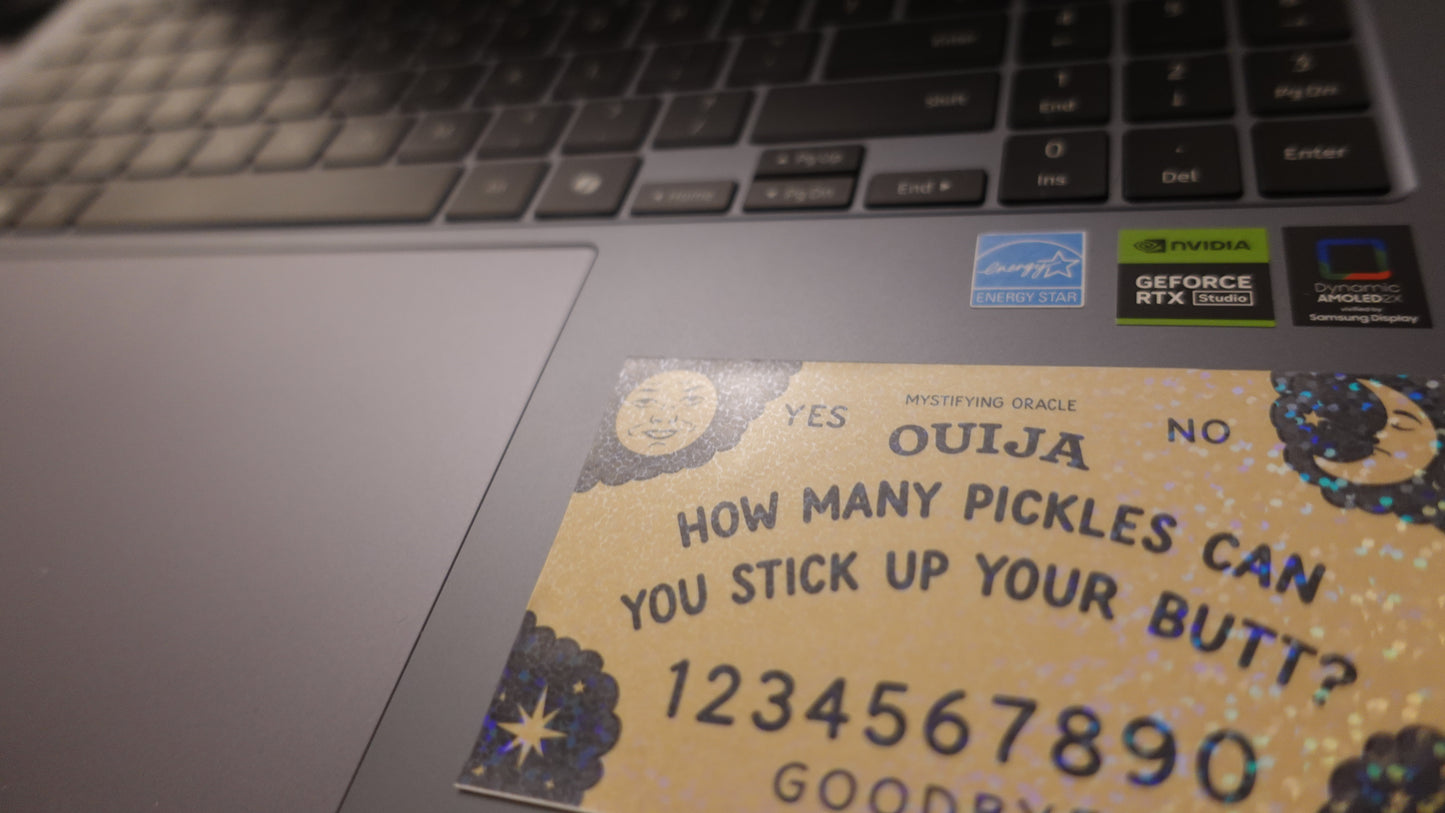holo funny ouija pickle sticker