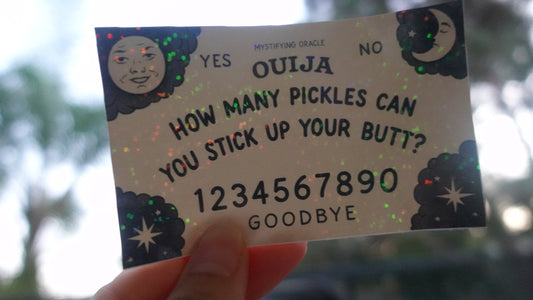 holo funny ouija pickle sticker