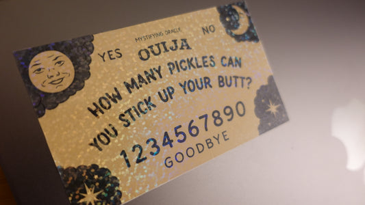 holo funny ouija pickle sticker