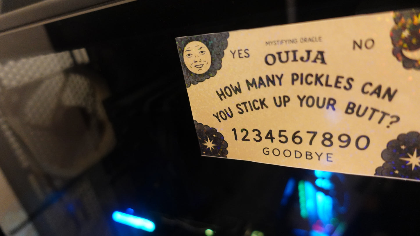 holo funny ouija pickle sticker